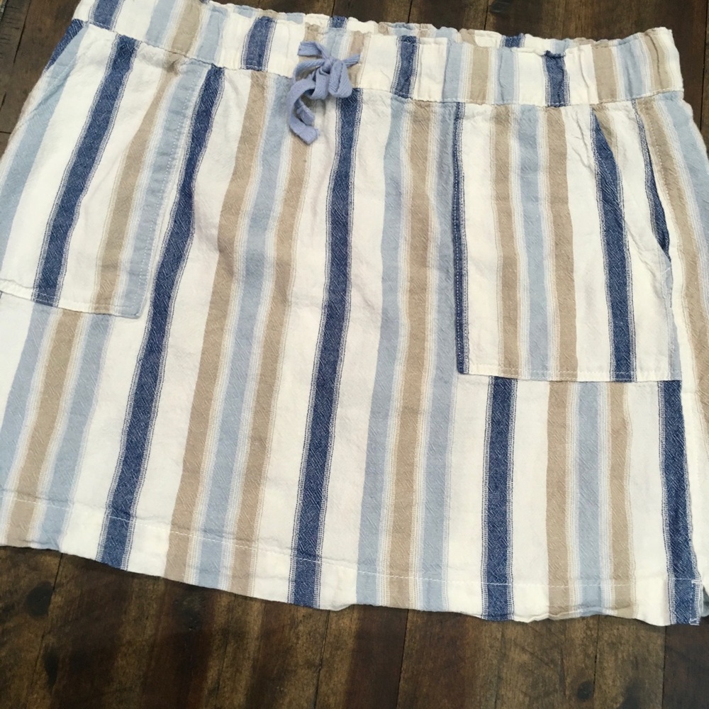 Dash xl-xxl Striped MiniSkirt Drawstring tag size cut 19 inch wide stretch waist